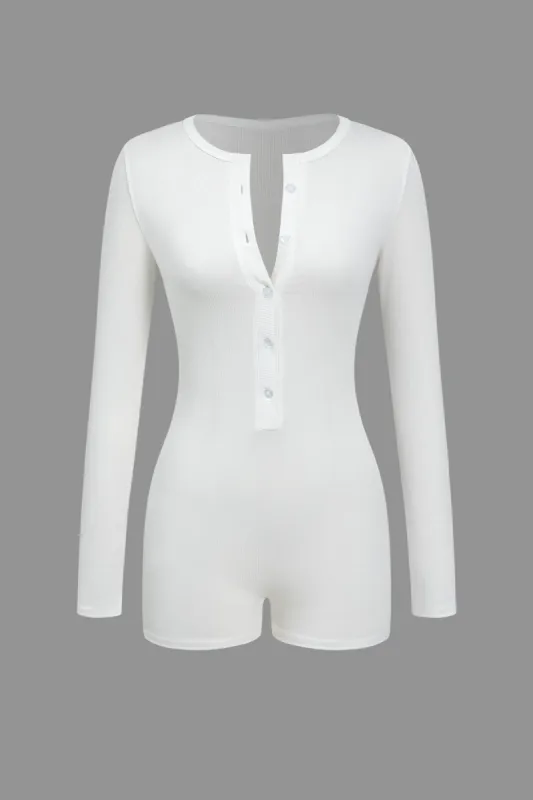 Solid Button Romper sold by Micas