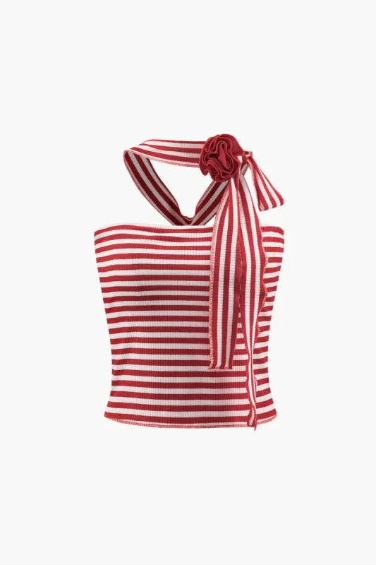 Flower Embellished Striped Tube Top sold by Micas