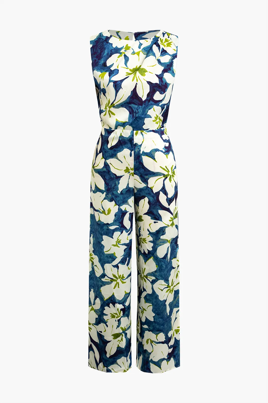 Floral Print Open Back Design Sleeveless Jumpsuit sold by Micas
