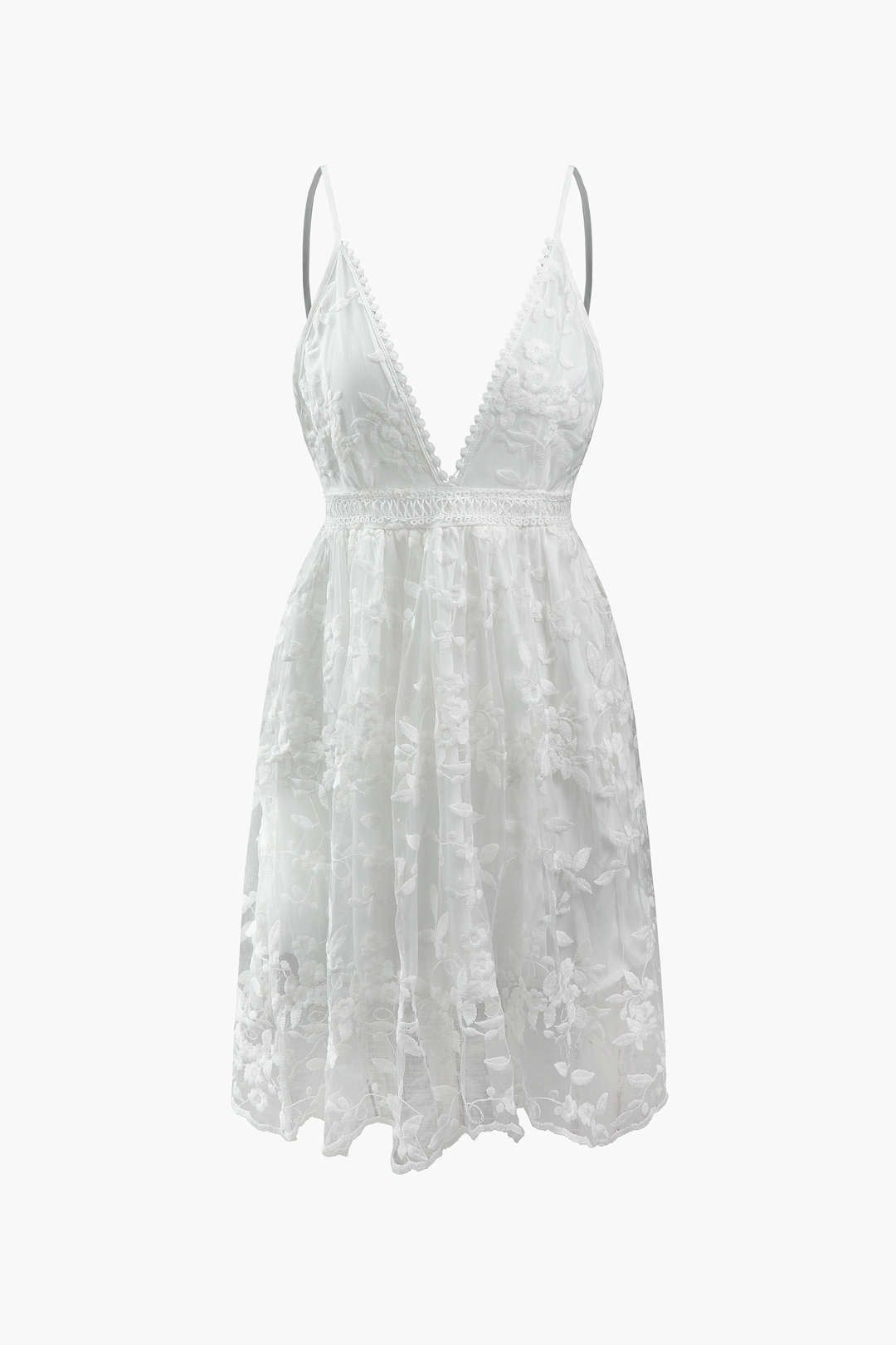 V-neck Lace Floral Mini Dress sold by Micas