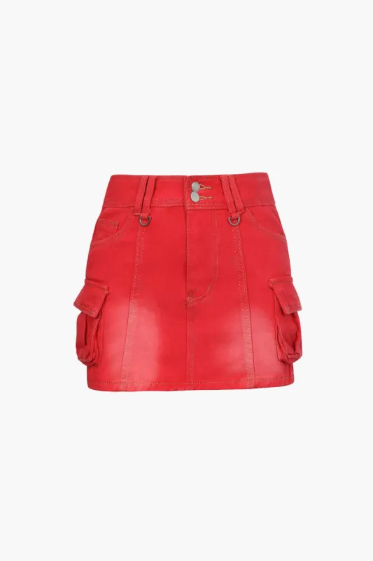 Cargo Denim Mini Skirt sold by Micas
