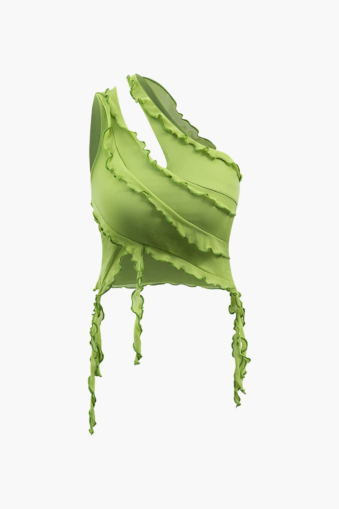 Asymmetric Mesh Tank Top With Frill Detail sold by Micas