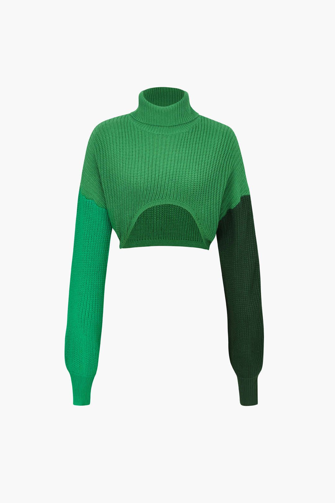 Turtleneck Curved Hem Crop Sweater sold by Micas