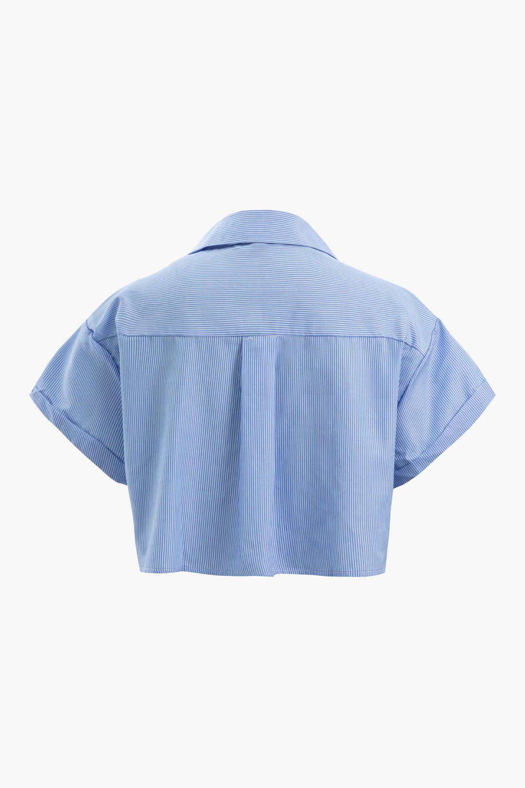 Oversized Pinstripe Rolled Cuff Crop Shirt sold by Micas product image thumbnail 2