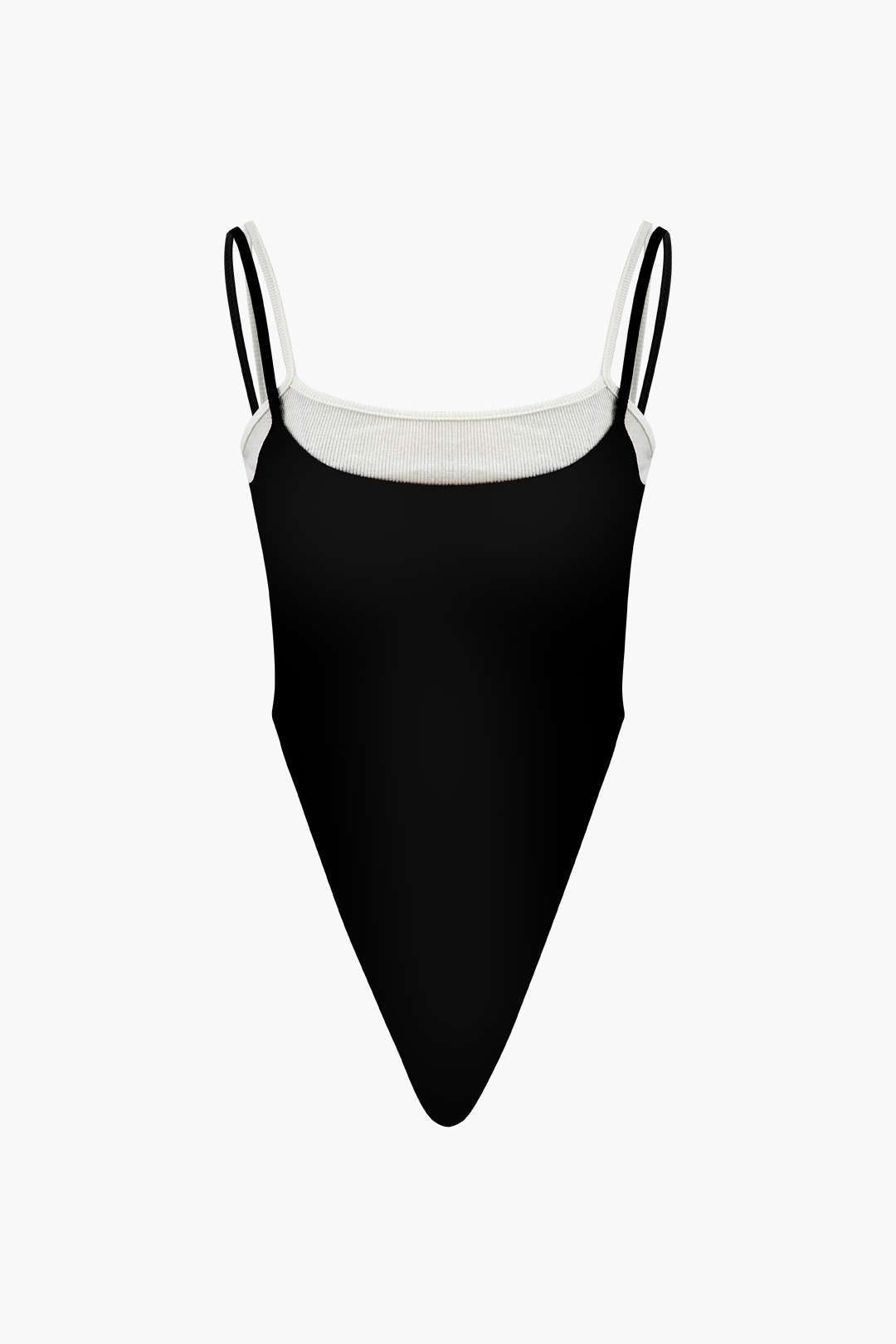 Contrast Layered Rib Bodysuit sold by Micas