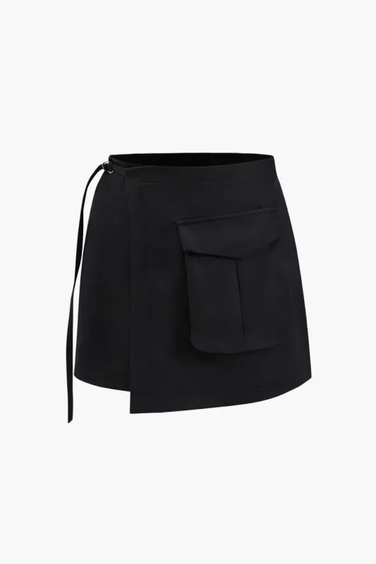 Flap Pocket Wrap Mini Skirt sold by Micas