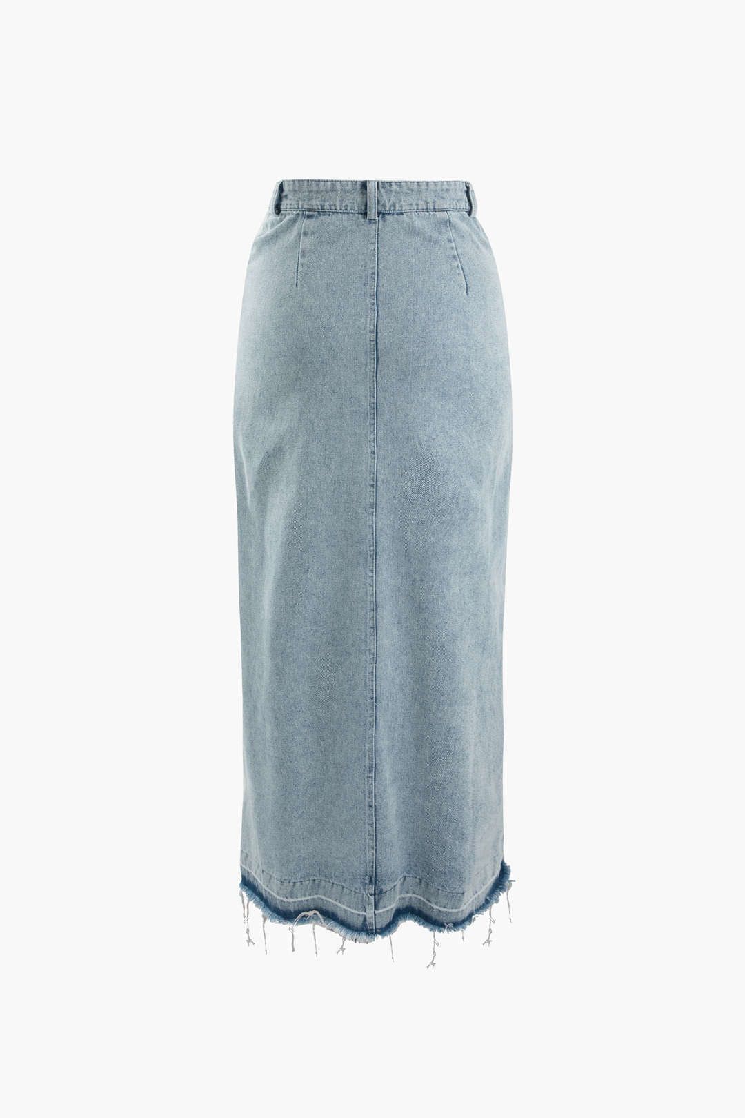 Frayed Hem Slit Front Denim Skirt sold by Micas product image thumbnail 2