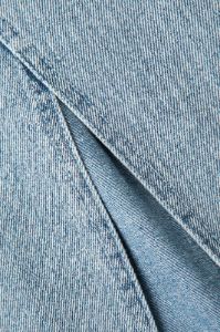 Frayed Hem Slit Front Denim Skirt sold by Micas
