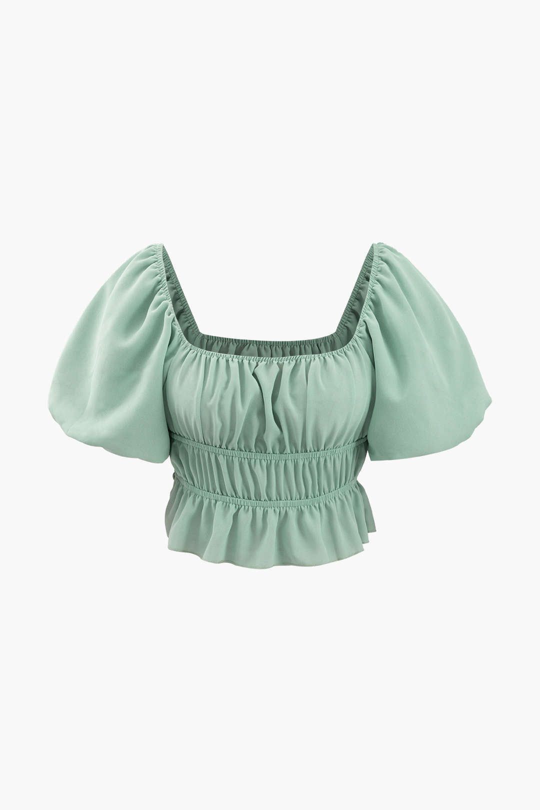 Square Neck Puff Sleeve Crop Top sold by Micas