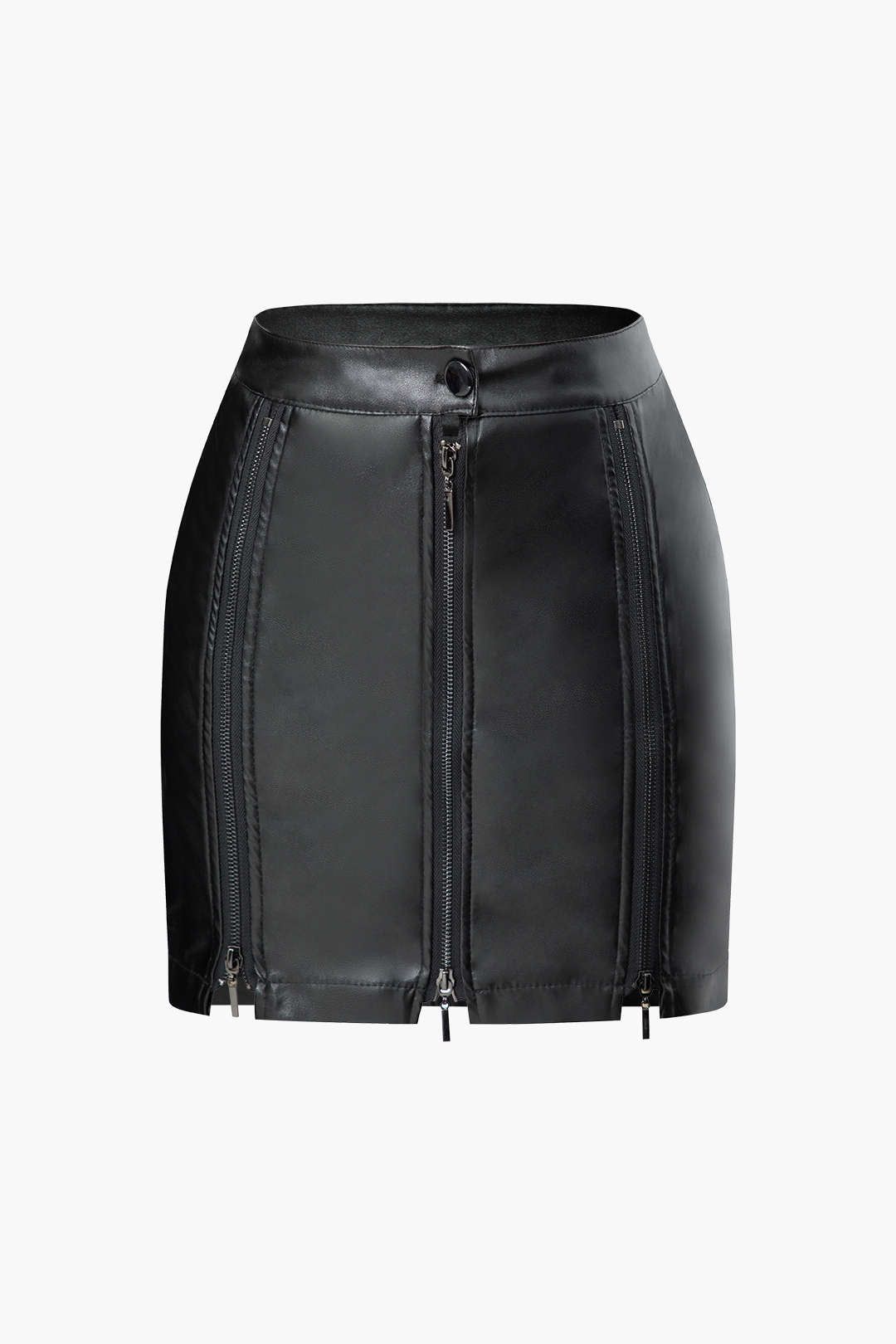 Faux Leather Multi Zipper Mini Skirt sold by Micas
