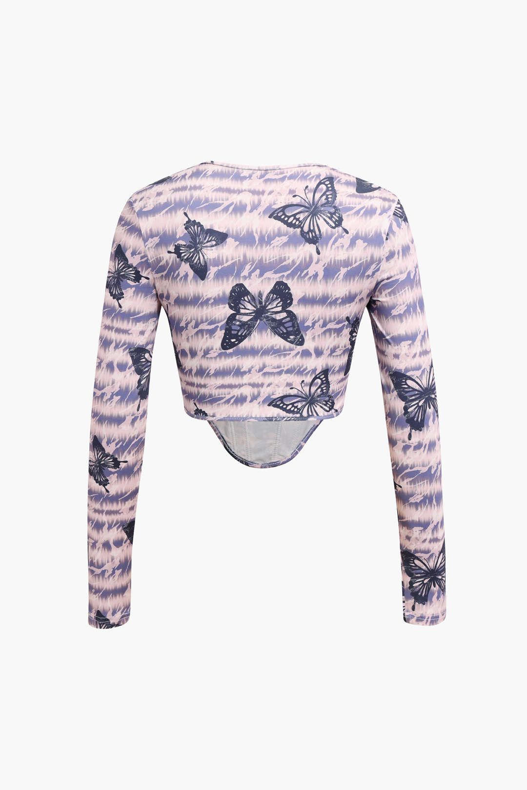 Butterfly Print Long Sleeve Corset Top sold by Micas product image thumbnail 2
