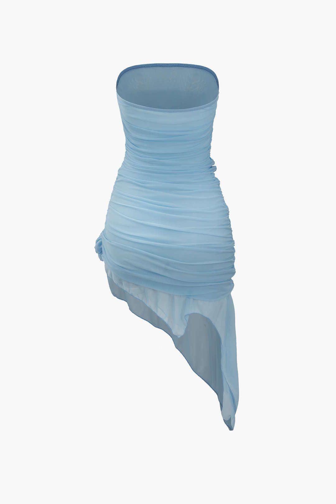 Asymmetric Rose Mesh Strapless Mini Dress sold by Micas product image thumbnail 4