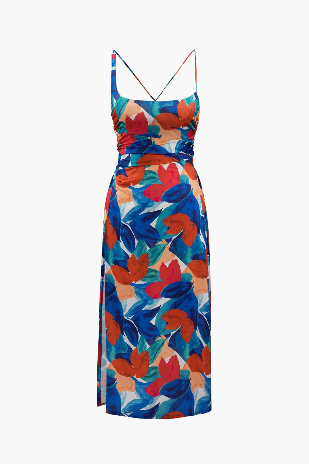 Floral Print Cross Tie Back Midi Dress sold by Micas