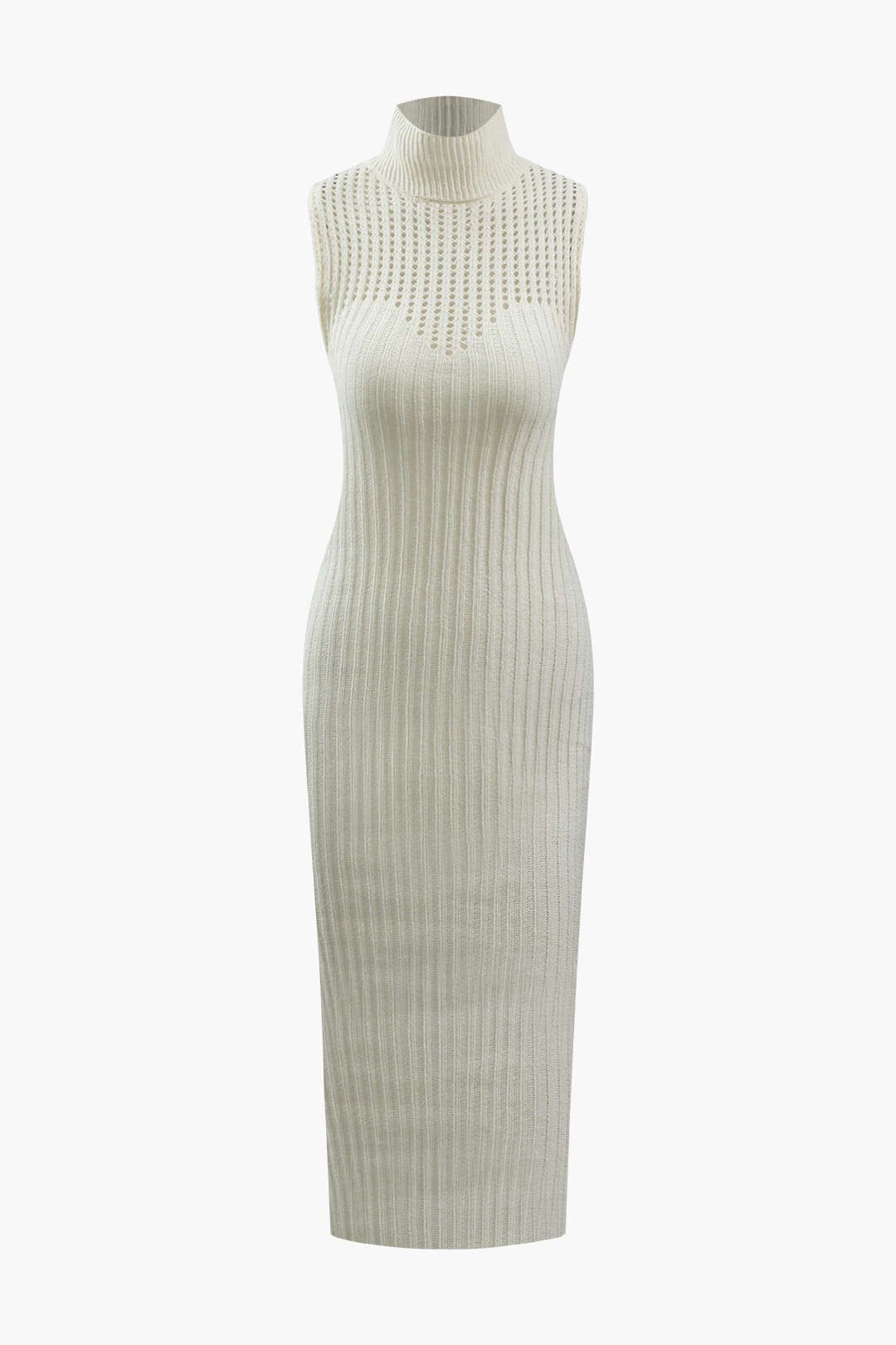 Mock Neck Openwork Knit Sleeveless Dress sold by Micas