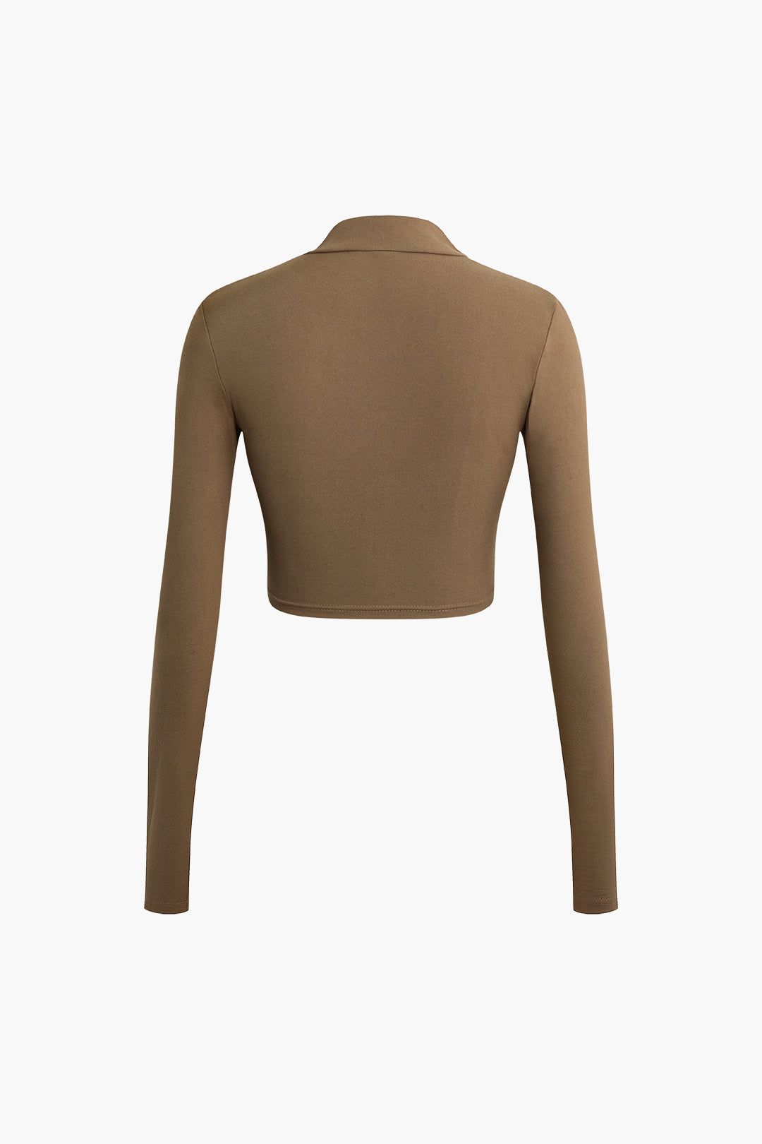 Seam-Detail Zipper Long Sleeve Top And V-Waist Flare Leg Pants Set sold by Micas product image thumbnail 5