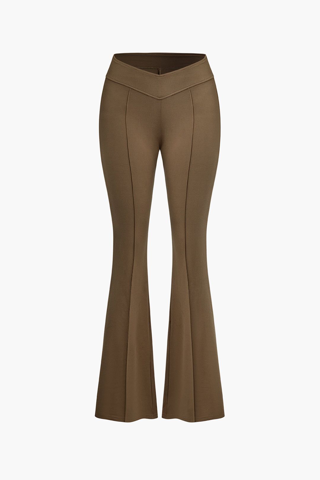 Seam-Detail Zipper Long Sleeve Top And V-Waist Flare Leg Pants Set sold by Micas product image thumbnail 4