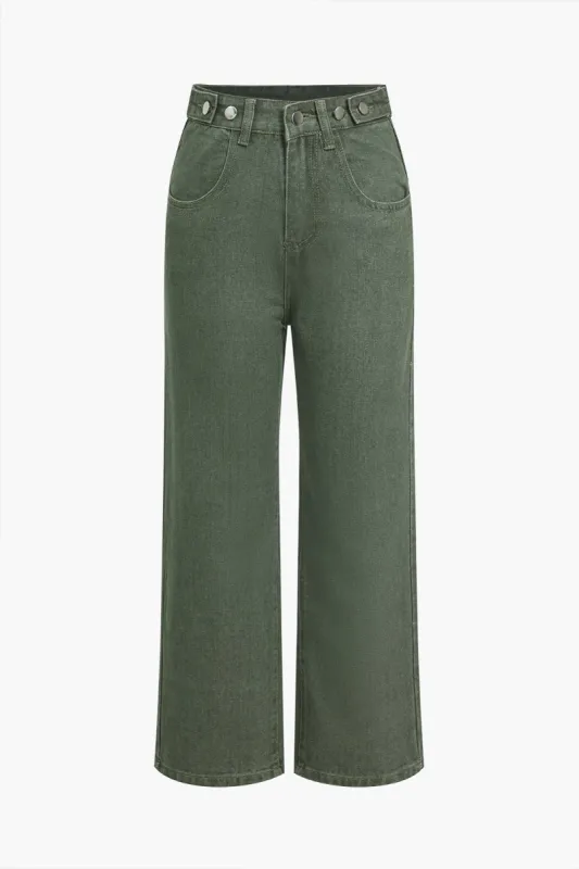 Basic Retro Straight Leg Jeans sold by Micas