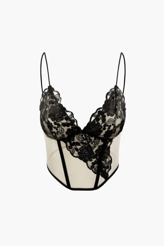 Lace Panel Mesh Cami Top sold by Micas