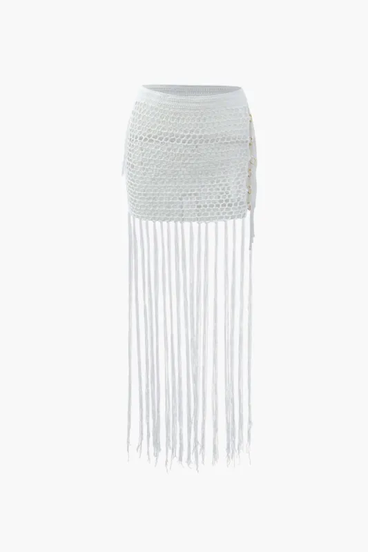 Fringe Hem Crochet Cover Up Skirt sold by Micas