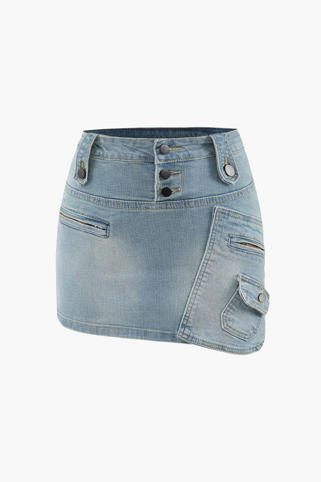 Asymmetric Denim Mini Skirt sold by Micas