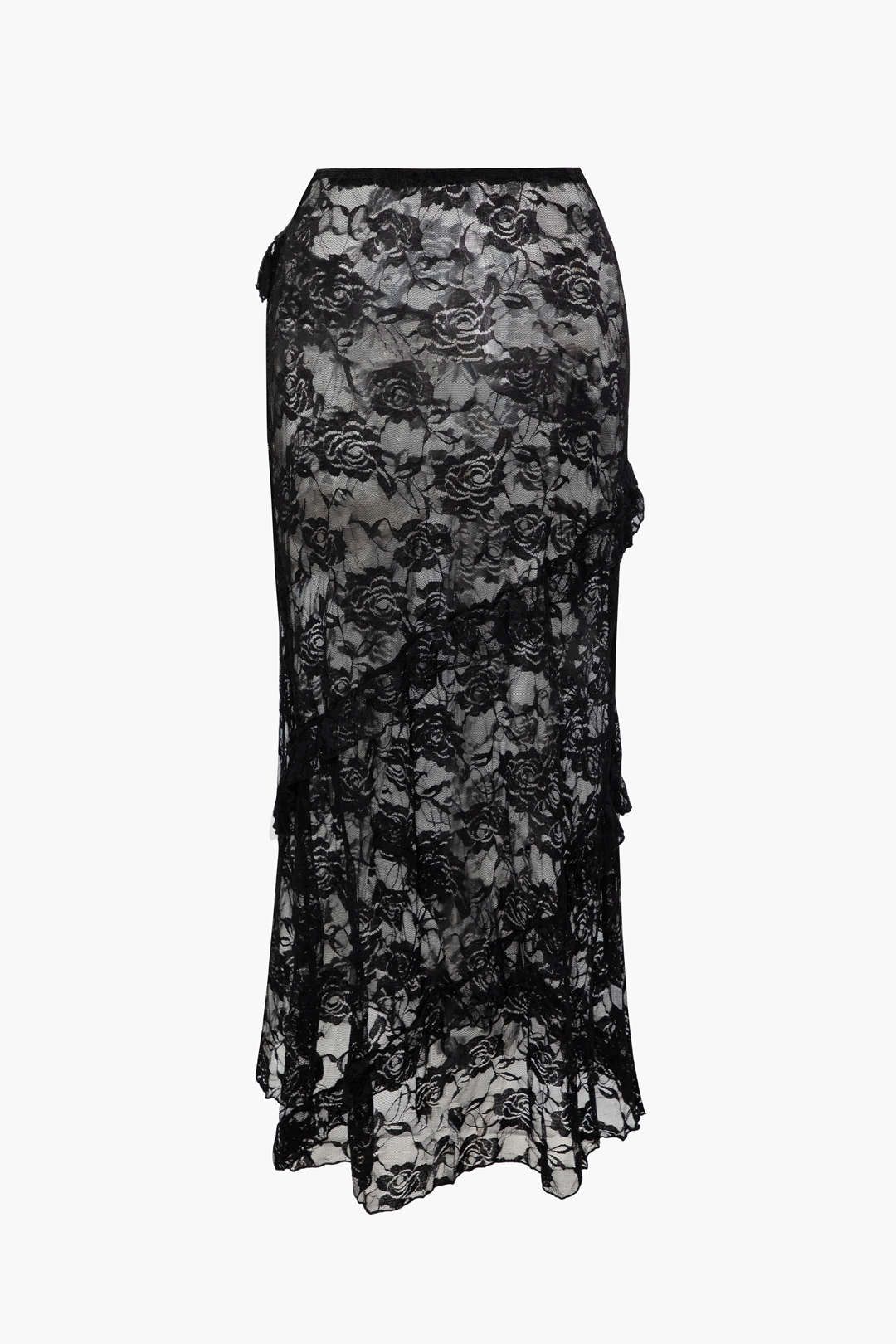 Floral Lace Sheer Frill Detail Maxi Skirt sold by Micas product image thumbnail 4