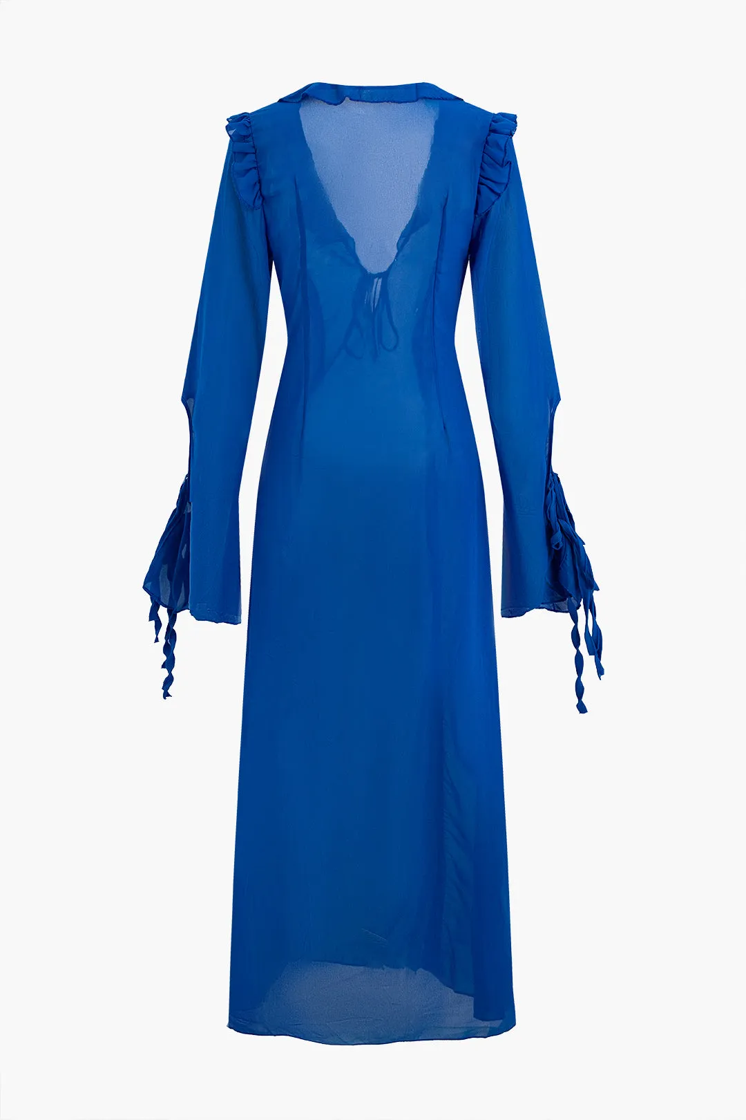 Ruffle V-Neck Slit Cut Out Maxi Dress sold by Micas product image thumbnail 2