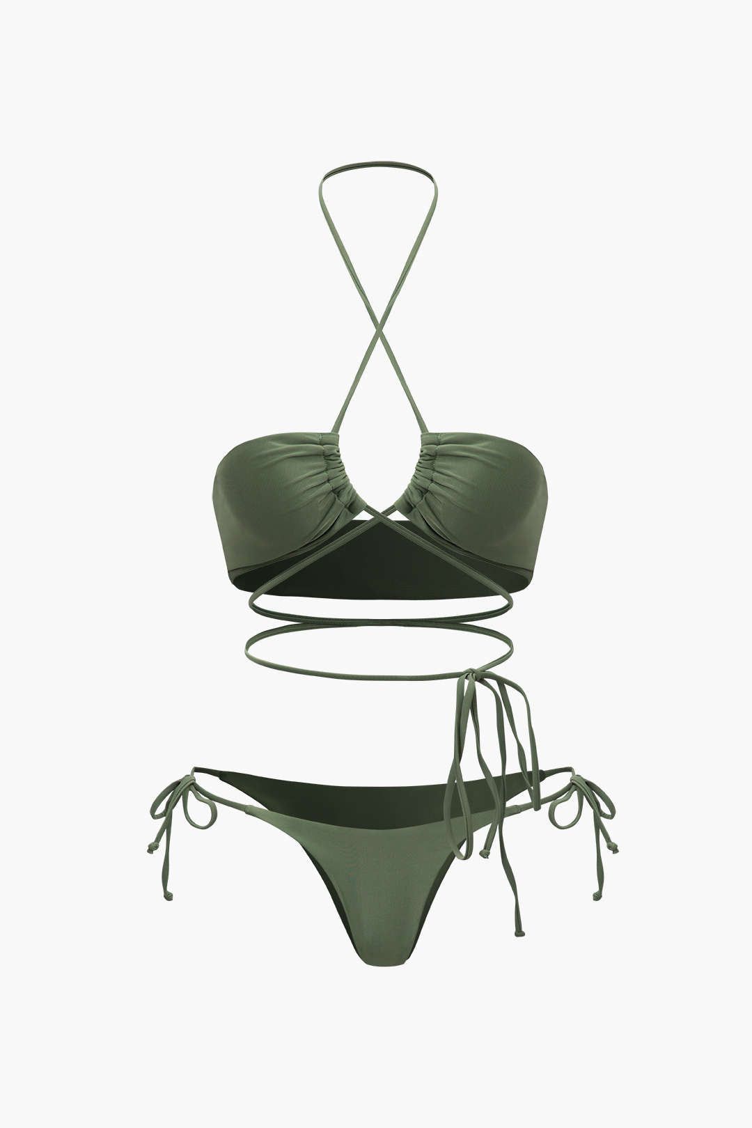Tie Side Bikini And Printed Mesh Sarong Set sold by Micas product image thumbnail 2