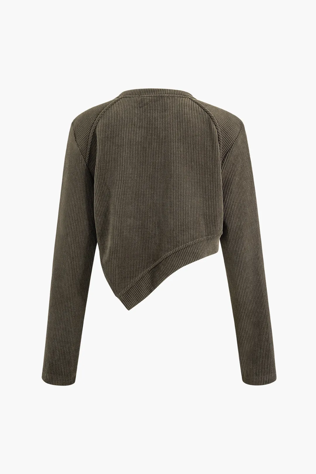 Solid Rib Knit Asymmetric Sweatshirt And Pleated Pants Set sold by Micas product image thumbnail 4