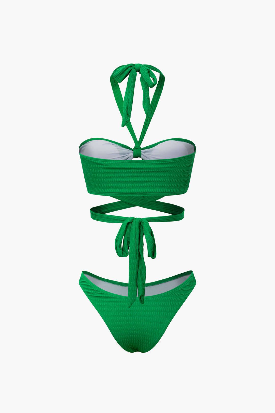 Textured Halter Tie Back Triangle Bikini Set sold by Micas product image thumbnail 2