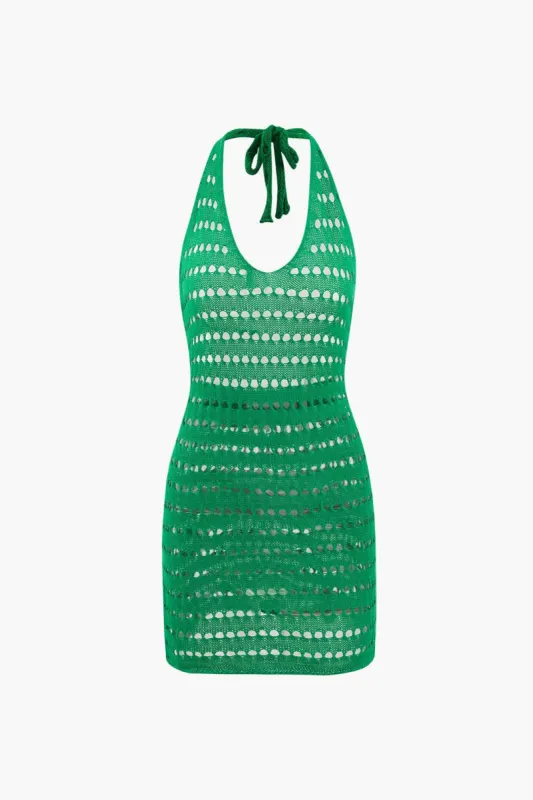 Halter Openwork Knit Cover Up Dress sold by Micas