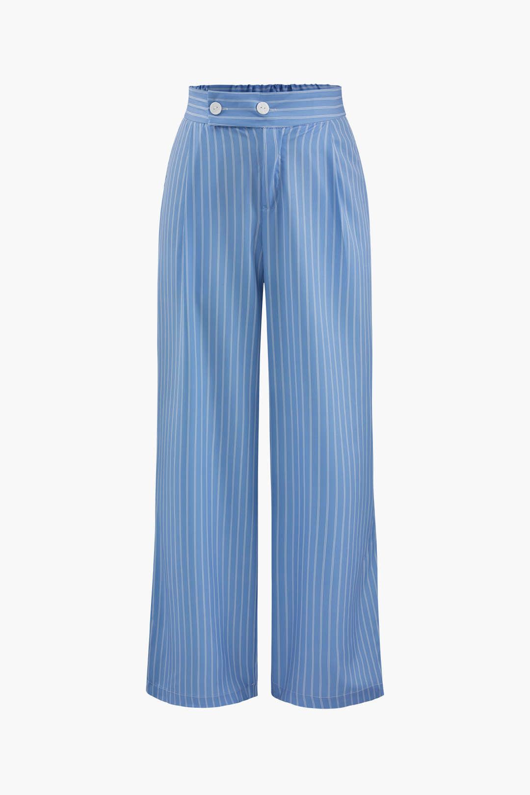 Pinstripe High Waisted Suit Pants sold by Micas
