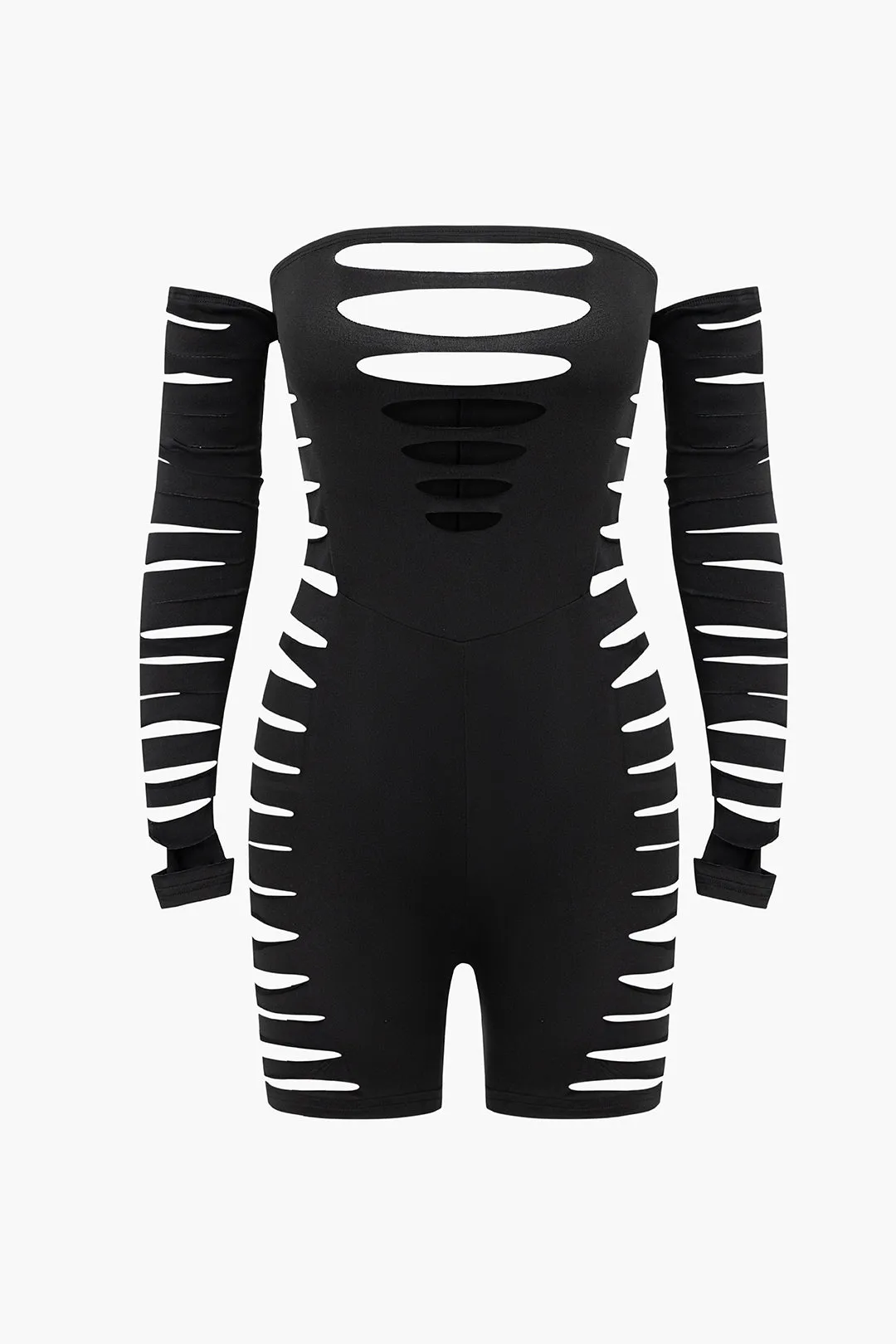 Off Shoulder Cut Out Long Sleeve Romper sold by Micas product image thumbnail 2