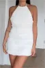 Halter Backless Ruched Tiered Mini Dress sold by Micas