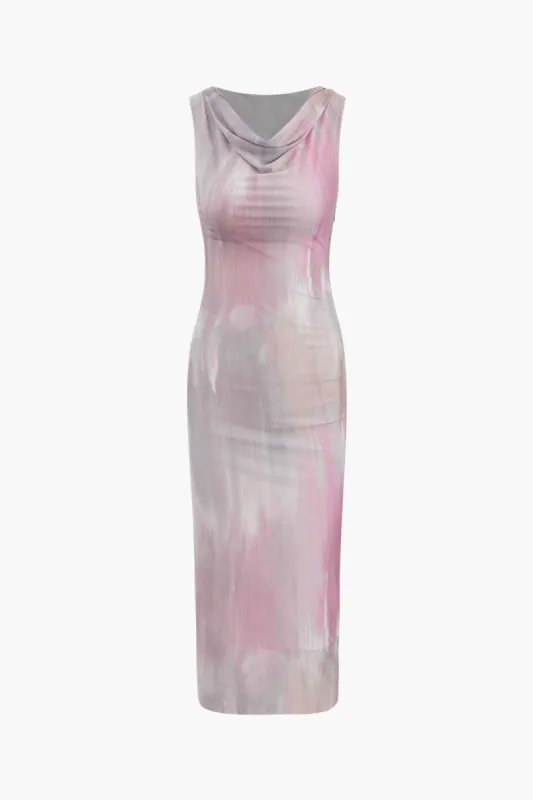 Printed Cowl Neck Sleeveless Midi Dress sold by Micas