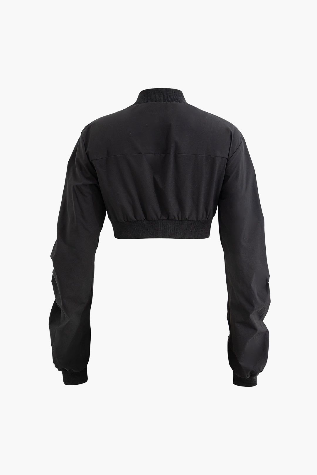 Stand Collar Zip Up Pocket Long Sleeve Crop Jacket sold by Micas product image thumbnail 2