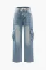 Faded Pocket Tie-Up Jeans sold by Micas