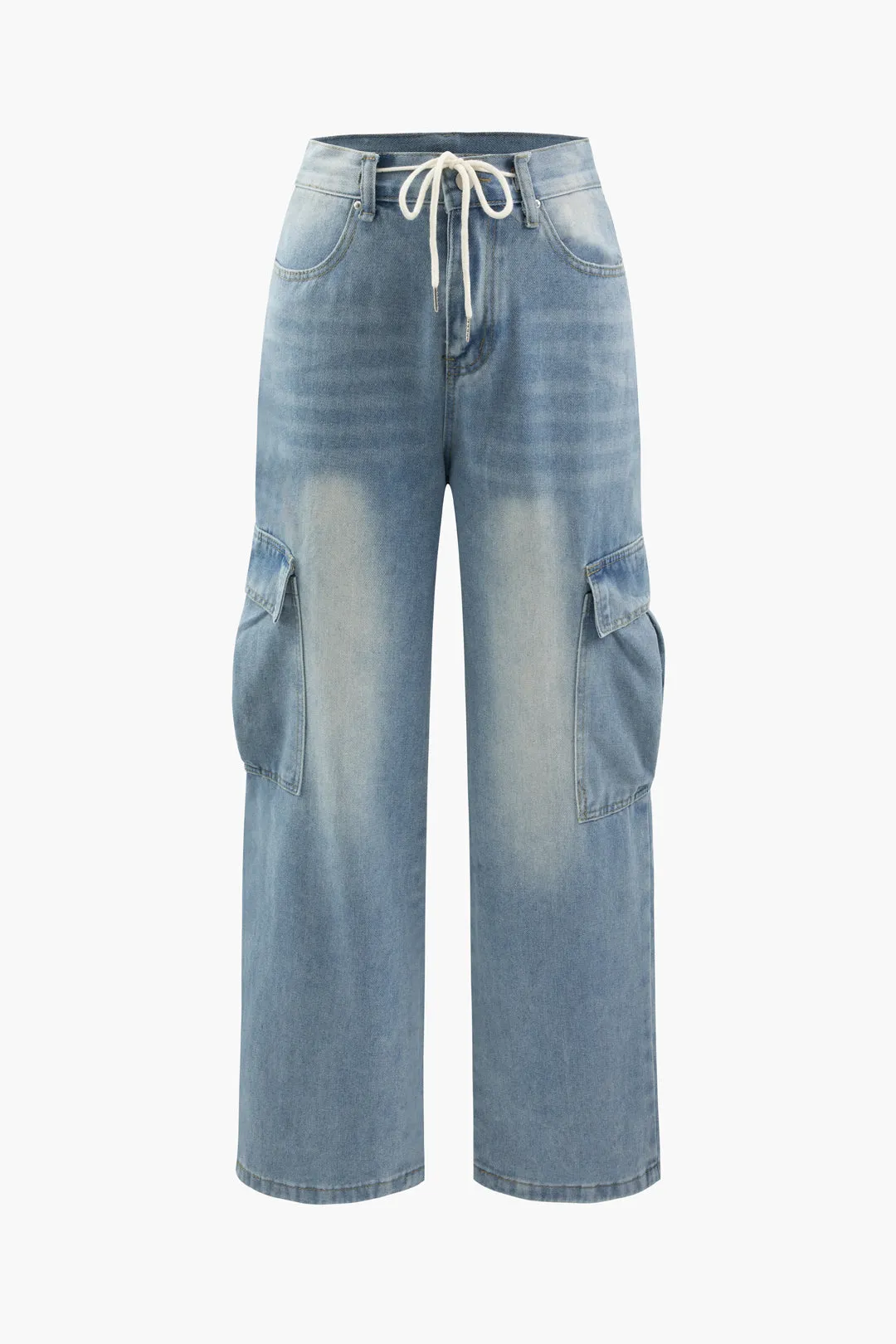 Faded Pocket Tie-Up Jeans sold by Micas