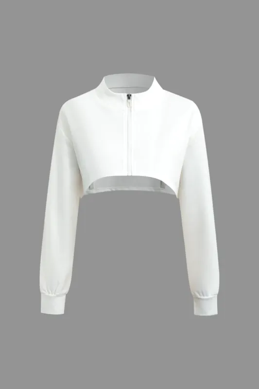 Solid Zipper Crop Top sold by Micas