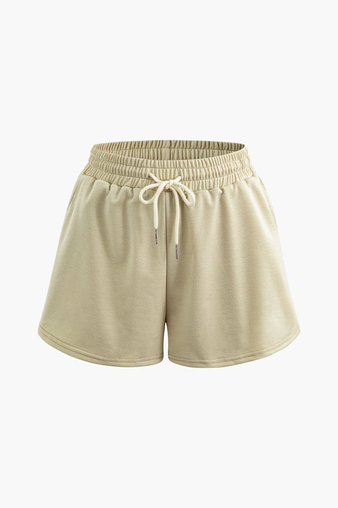 Solid Tie Waist Shorts sold by Micas