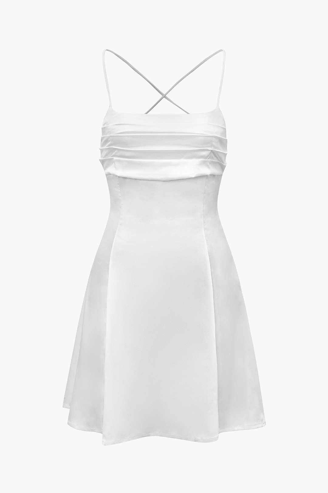 Pleated Satin Knot Back Mini Dress sold by Micas