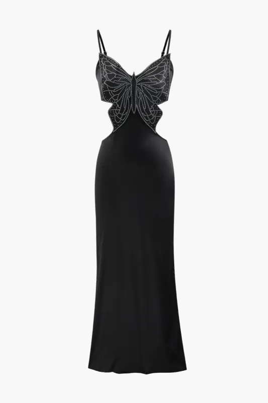 Butterfly Embellished Cut Out Slit Midi Dress sold by Micas