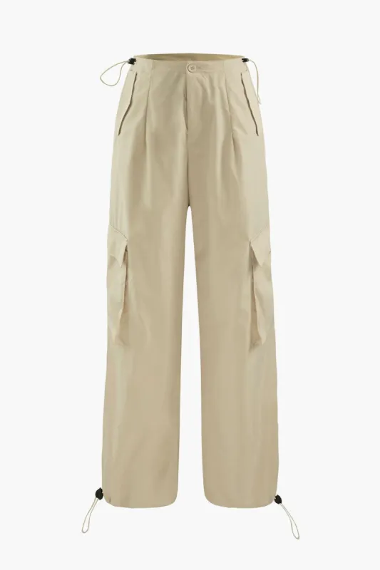 Toggle Drawstring Flap Pocket Cargo Pants sold by Micas