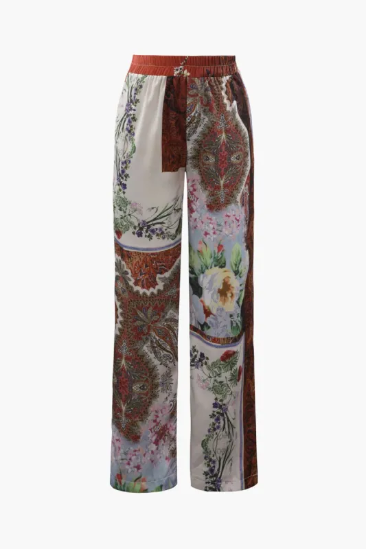 Floral Print Elastic Waist Straight Leg Pants sold by Micas