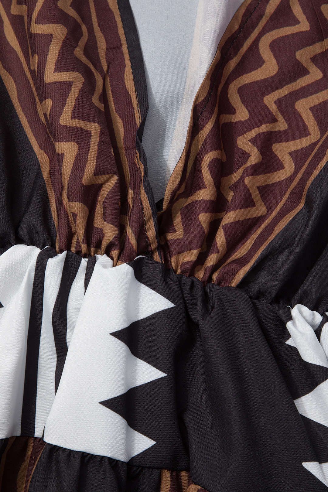 Geometric Print V-neck Long Sleeve Mini Dress sold by Micas product image thumbnail 5