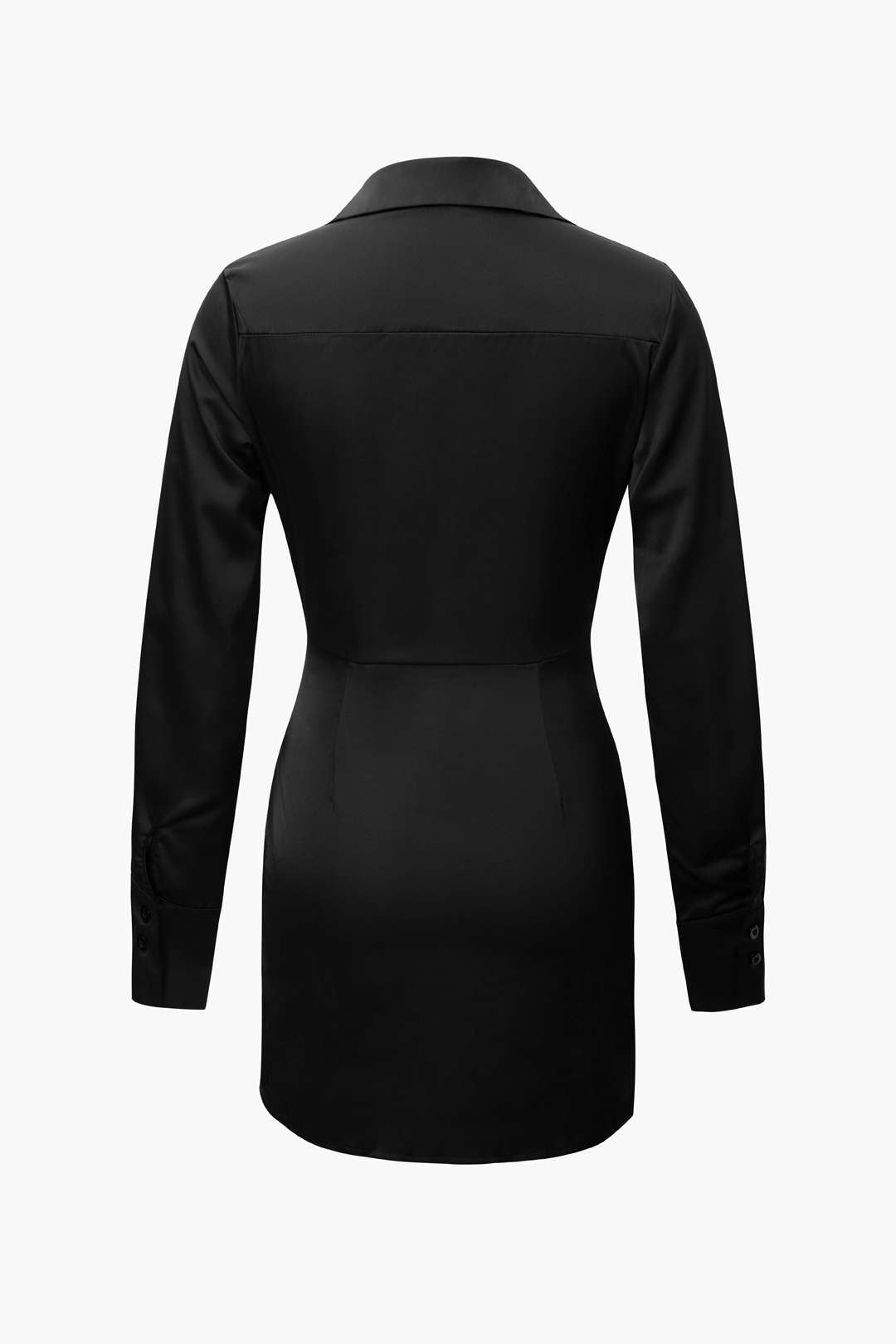 Solid V-neck Wrap Mini Shirt Dress sold by Micas product image thumbnail 3