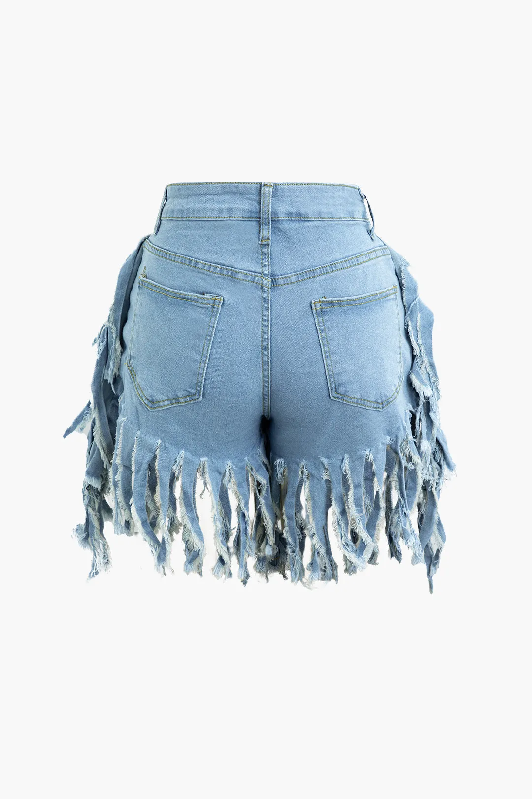 Fringe Hem Denim Shorts sold by Micas product image thumbnail 2