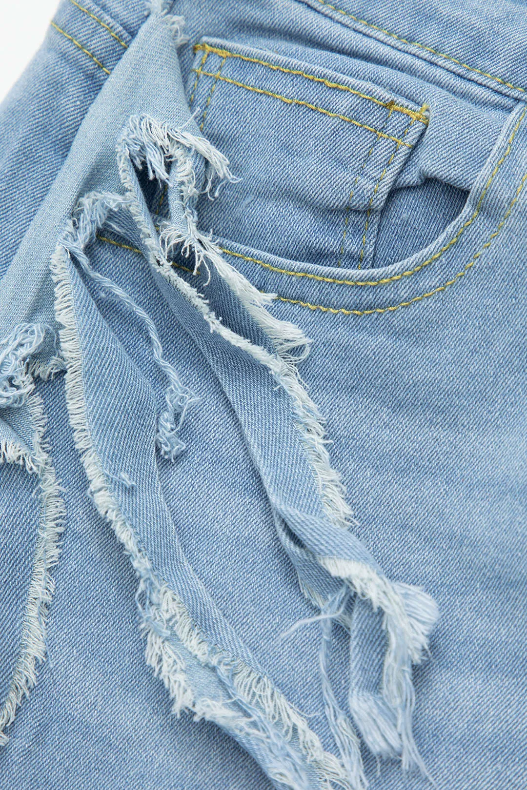 Fringe Hem Denim Shorts sold by Micas product image thumbnail 5