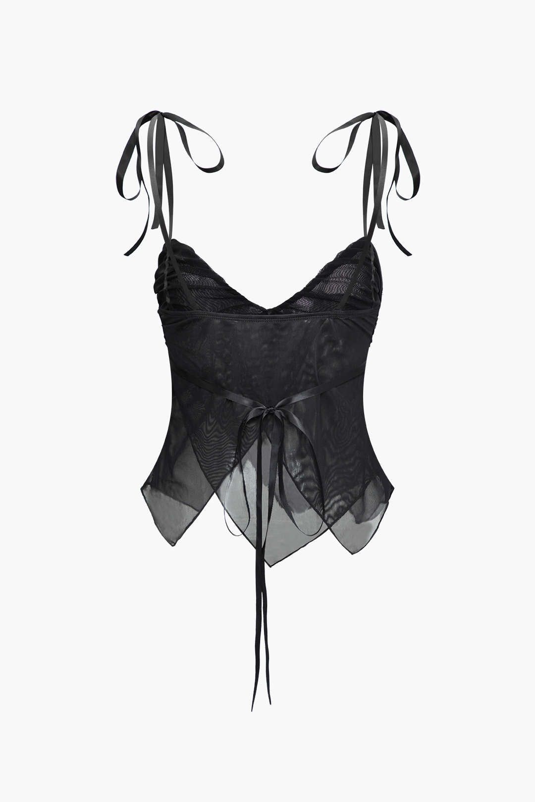 V-neck Tie Back Mesh Cami Top sold by Micas product image thumbnail 2