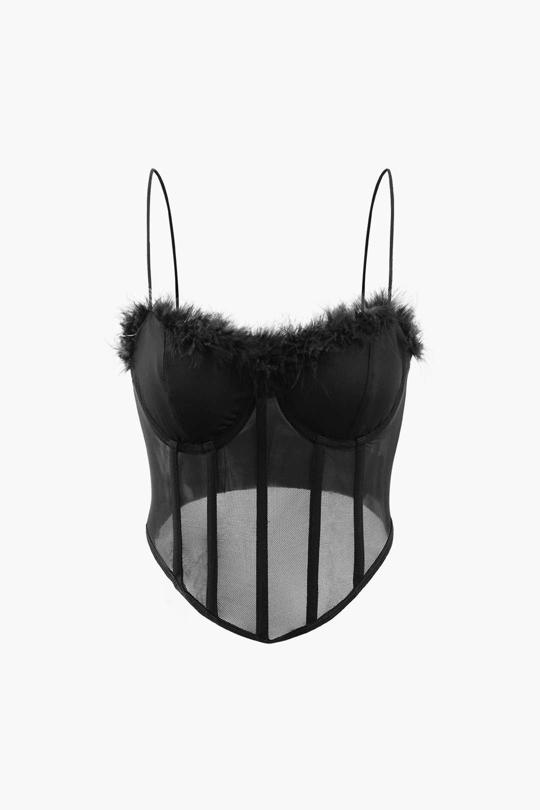 Feather Neckline Mesh Corset Top sold by Micas product image thumbnail 2
