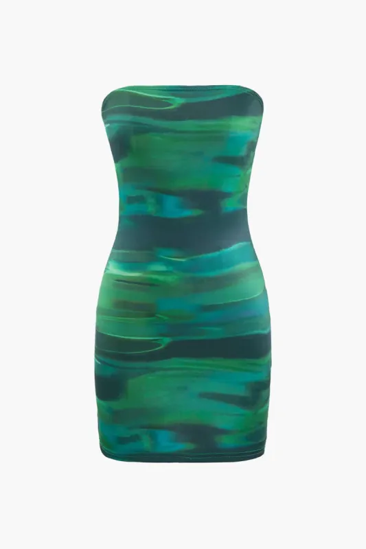 Tie Dye Strapless Mini Dress sold by Micas